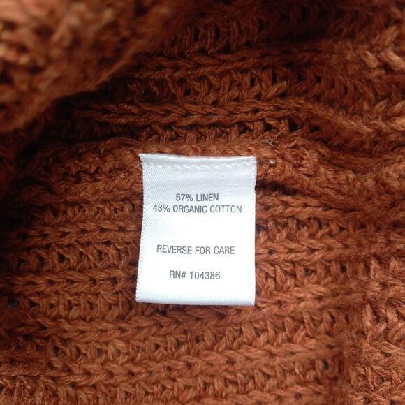 Garnet Hill Maren Cardigan Size S Burnt Orange Linen Organic Cotton Chunky Knit - Picture 8 of 14